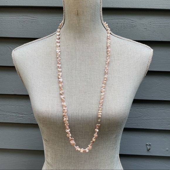 BIWI Stick Pearl Necklace Pink Double Strand or Single Long Strand 35” Long - Picture 3 of 8